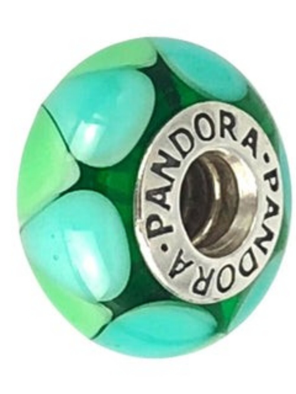 Retired Pandora "Captivating Green" Murano Glass + 925 Sterling Silver Charm VG+